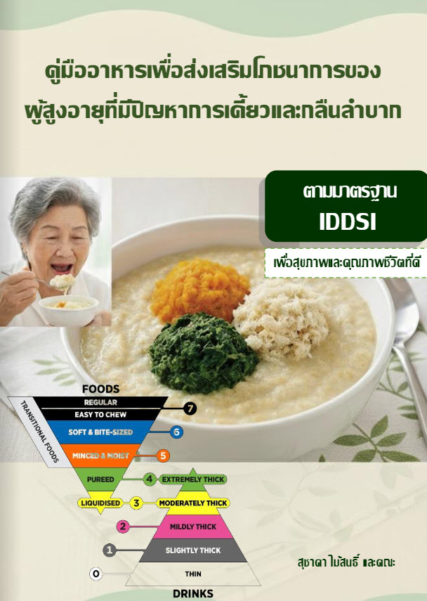 คู่มืออาหารเพื่อส่งเสริมโภชนาการของผู้สูงอายุที่มีปัญหาการเคี้ยวและกลืนลำบาก รศ.ดร.สุชาดา ไม้สนธิ์ และคณะ 2567